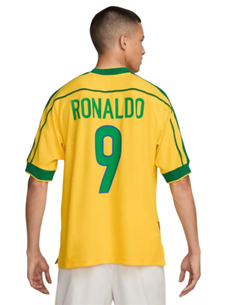 Brésil 1998 I Domicile Maillot Retro - RONALDO 9