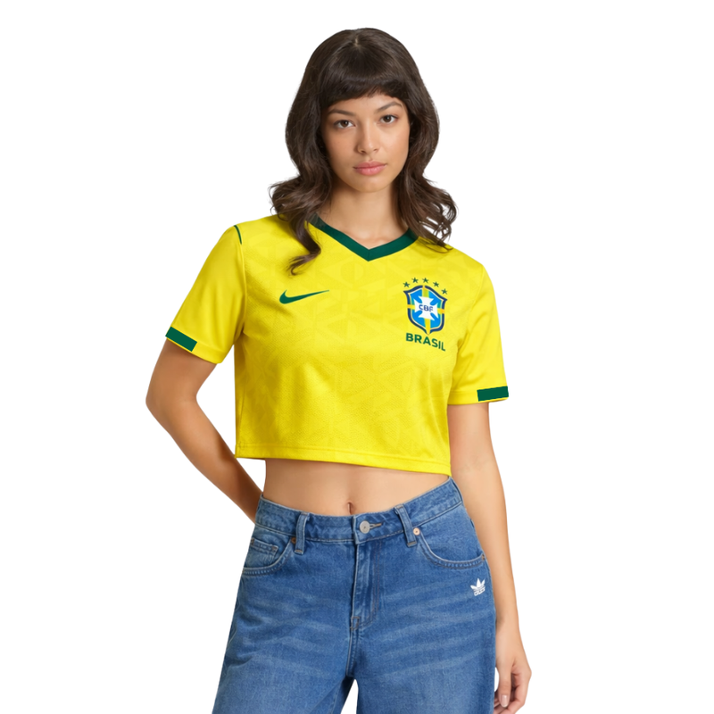 Crop Top Brasil Femme - Version Supporter Brasil | Livraison Gratuite + Porte-clés Offert