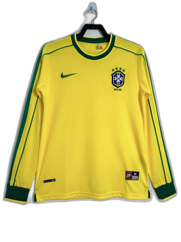 Brésil 1998 I Domicile Maillot - Long Sleeve Version Rétro | Livraison Gratuite + Porte-clés Offert