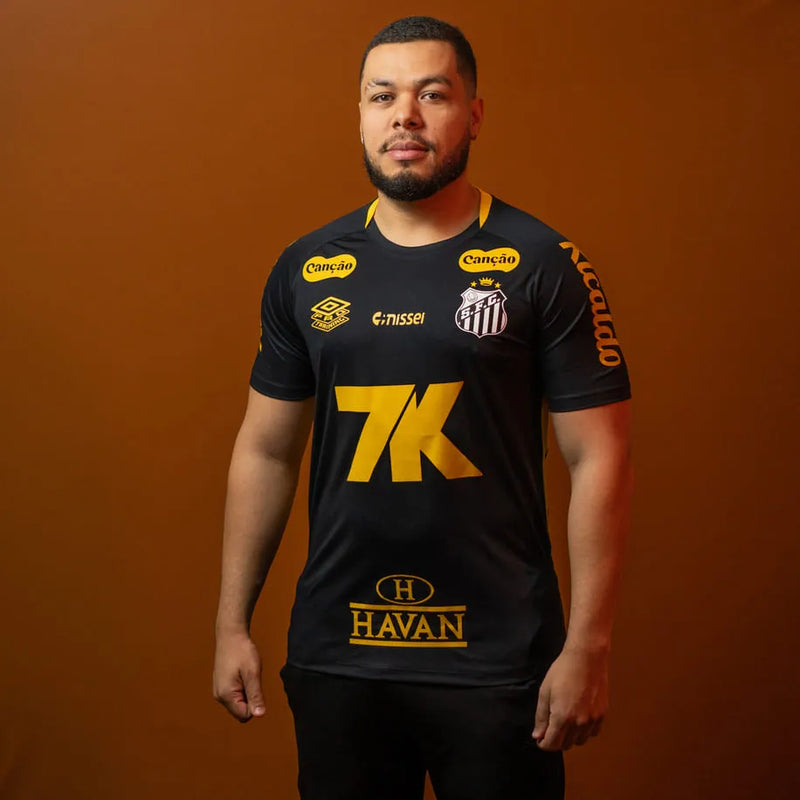 Santos Training 2025 All Sponsors Black/Yellow - Maillot | Livraison Gratuite + Porte-clés Offert